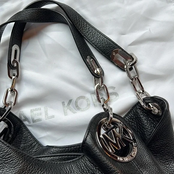 Hold for Oceanwhisperz Michael Kors Black Shoulder Bag with Silver Accents - Picture 7 of 13